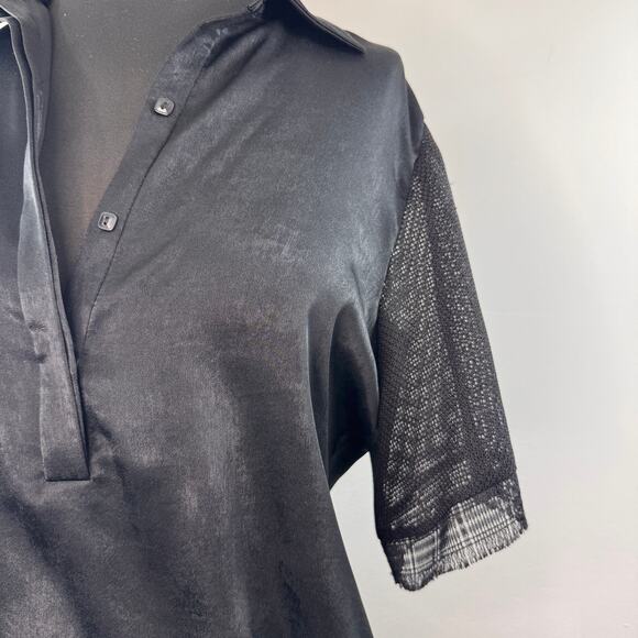 ALEXIS Eclipse Black Blouse Collared Casual Button-Down Pullover Sz S Small NEW - Picture 2 of 6